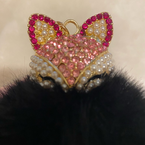 Pink Fox with Black Pom Pom keychain Bagcharm - Picture 2 of 7